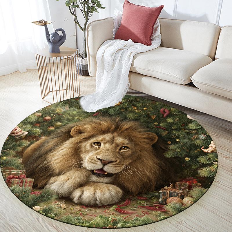 

Lion Cub pattern round rug,Carpet Rug for Living Room Bedroom Sofa Playroom Decor,Non-slip Floor Mat,Holiday Gifts and Birthday Gifts 80cmx80cm