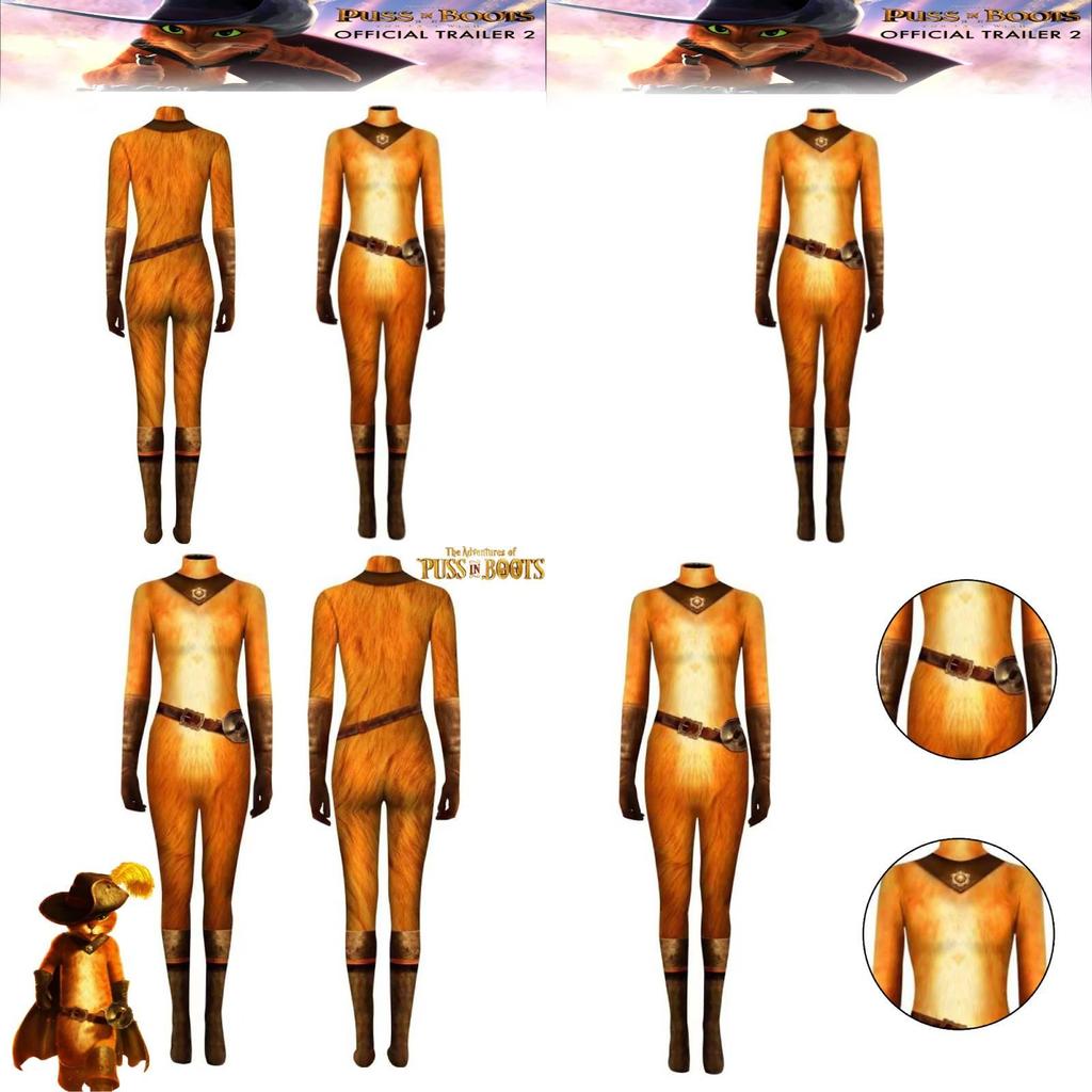 Puss In Boots Cosplay Costume Jumpsuit For Halloween Carnival