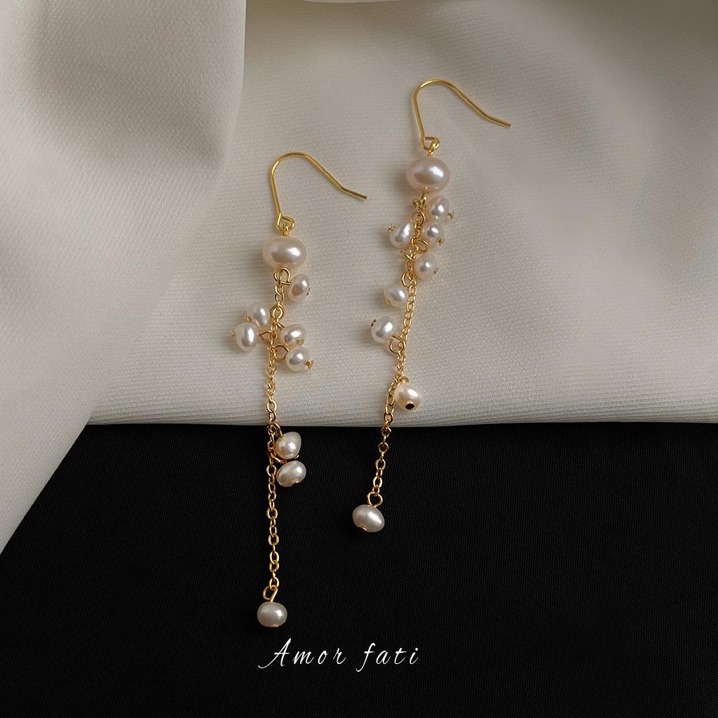 

Elegant 18k Gold Plated Freshwater Pearl Tassel Earrings