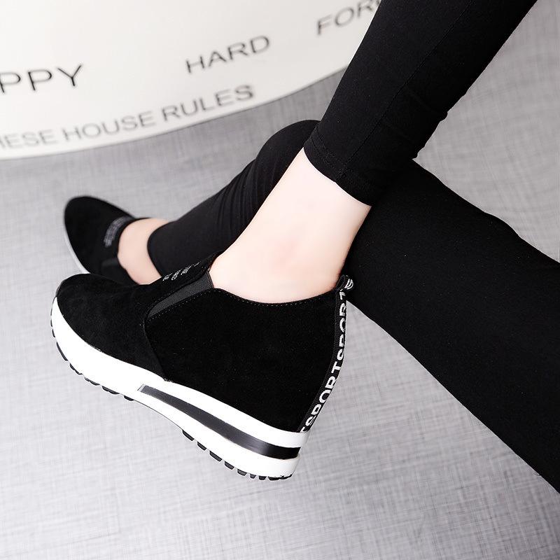 Spring and Autumn leisure sports increase the height of the slope heel, new single shoes, inner thick-soled adhesive shoes, versatile women's shoes,