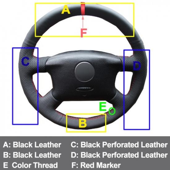 For Volkswagen Passat B5 VW Golf 4 Hand Sewing Car Steering Wheel Cover Non-slip