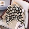 Women Clothing Chubby Girl Spring and Summer New Round Neck French Style Hollow Perspective Long Sleeve Knit Cover Up Sweater Sun Protection Shirt