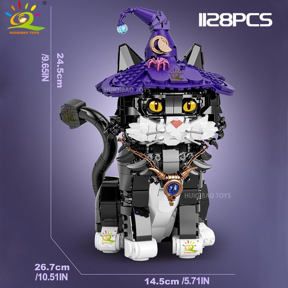 Non-Toxic Halloween Wizard Cat Dog Ghosts Pumpkin Houses Model Building Block Diy Haunted House Bat Bricks Toys For Adult Gift