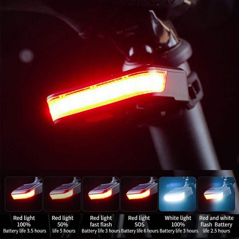 Solar Charging High Brightness Safety Warning Taillight LED Bicycles Tail Lamp Watertight Tail Light Bikes Rear Light