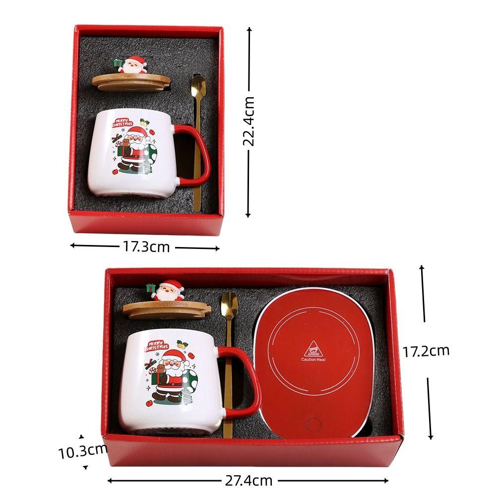 Creative Christmas Gift Box Set New Year Souvenir Mug Water Cup Gift Ceramic Cartoon Santa Claus Coffee Cup With Heating Pad