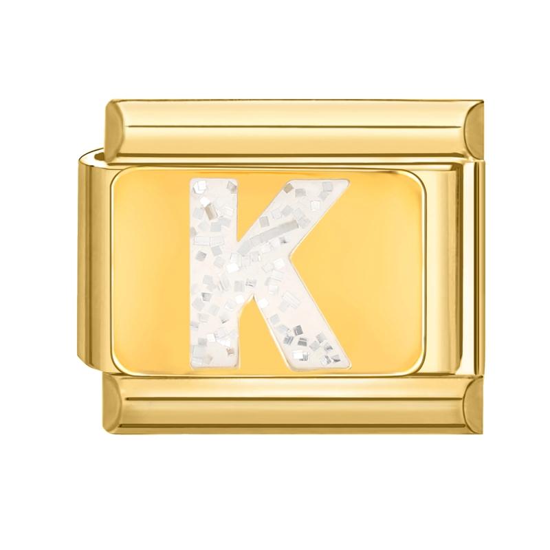 Fashion Golden 26 Letters A-Z Italian Links Charm Beads 9mm Stainless Steel Bracelet Jewelry DIY Hand Making