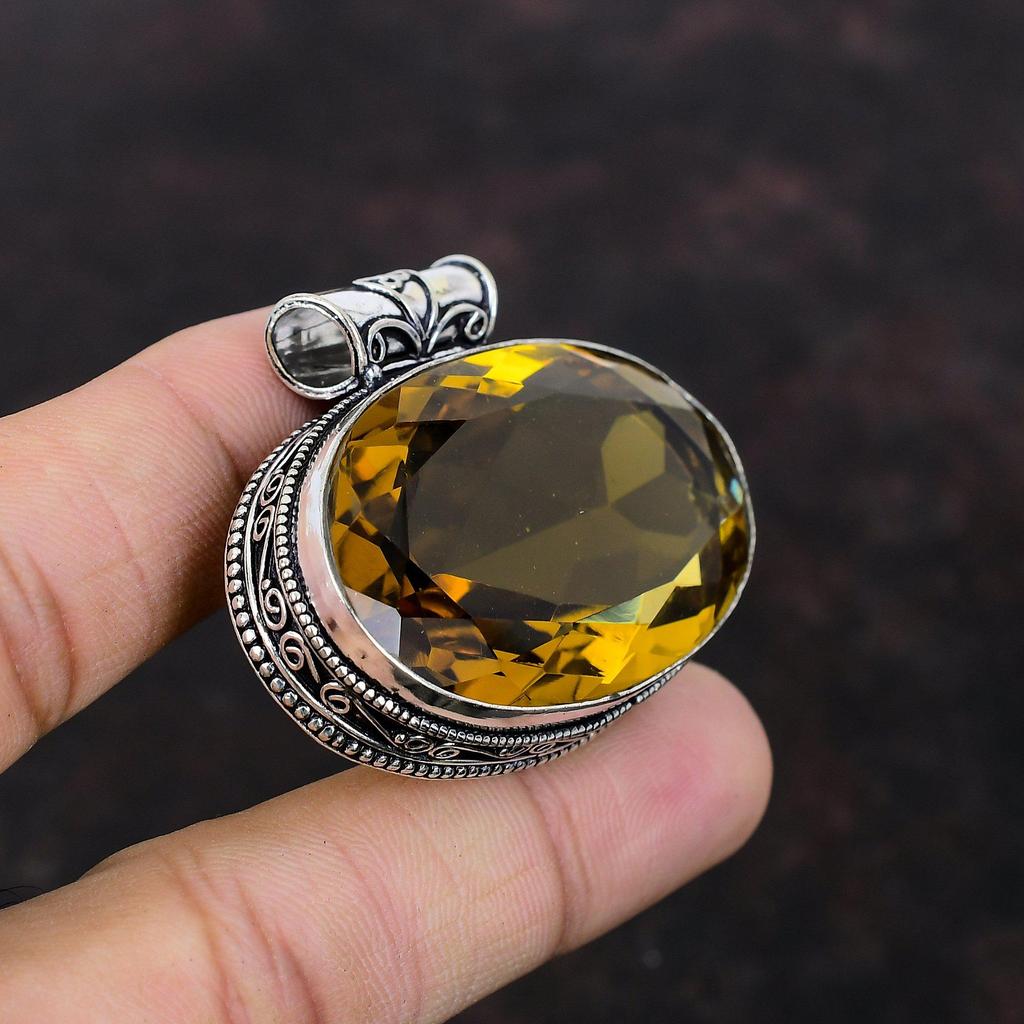 Faceted Citrine Pendant Vintage Handmade Pendant 925 Sterling Silver Pendant Original Gemstone Jewelry Healing Stone Pendant Gift For Mother