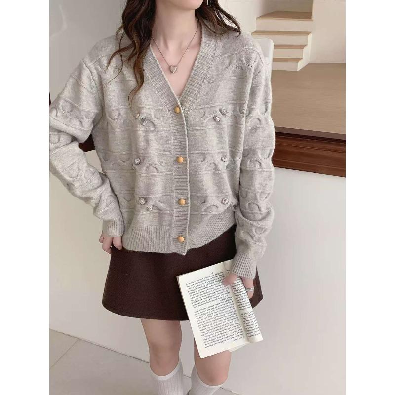 Casual Versatile Loose Short Sweater Jacket Women's Spring and Autumn New Fashion Loose Knitted Cardigan Top Trendy
