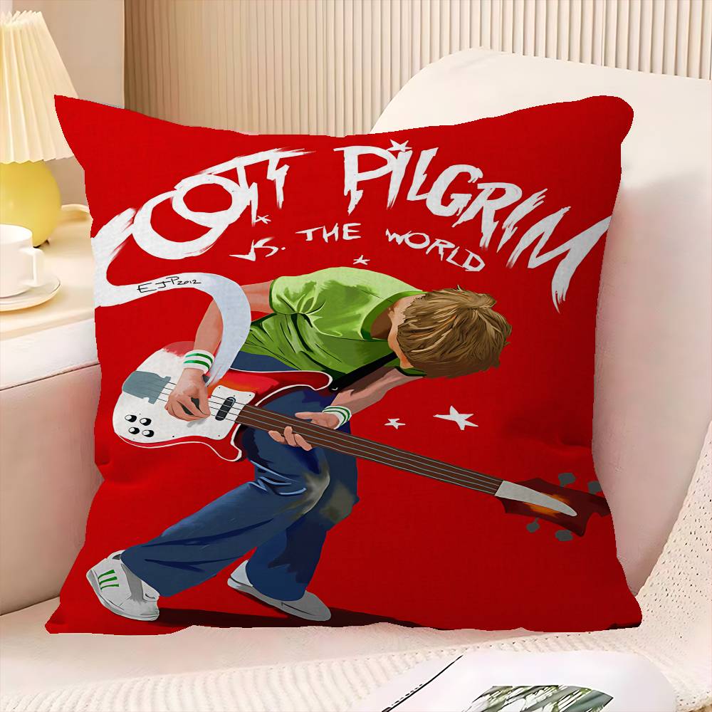 Vintage Movie Scott Pilgrim Vs The World Cushion Cover Car Throw Pillow Case For Sofa Car Christmas Gift 40X40Cm 45X45Cm