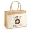 Beach Bag - PLANETEE - Jute with Pocket Vintage Music Vinyls 'I Can't' - Cotton - Multicolored - Printed In France