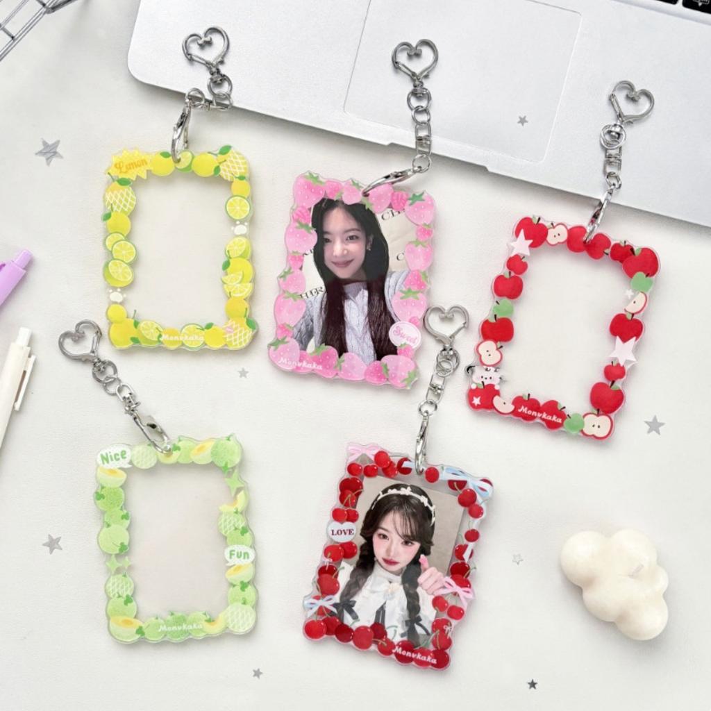 Fruit Card Holder Protective Acrylic Card Holder Card Holder Pendant Creative For Idol Photos Transportation Cards Gifts