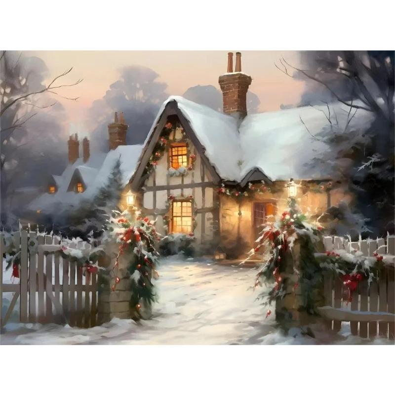 Retro Weihnachts-Wandkunst Leinwandbild Winter Weihnachtsmann Elch Schneemann Baum Geschenke Heimdekoration
