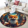 Magical Fox Round Area Rug,Carpet Rug for Living Room Bedroom Sofa Playroom Decor,Non-slip Floor Mat