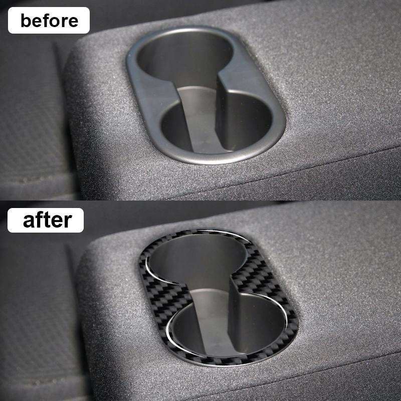 For Mazda CX-5 2013 2014 2015 Real Carbon Fiber Car Rear Water Cup Holder Frame Trim Cover Center Console Drink Holder Sticker