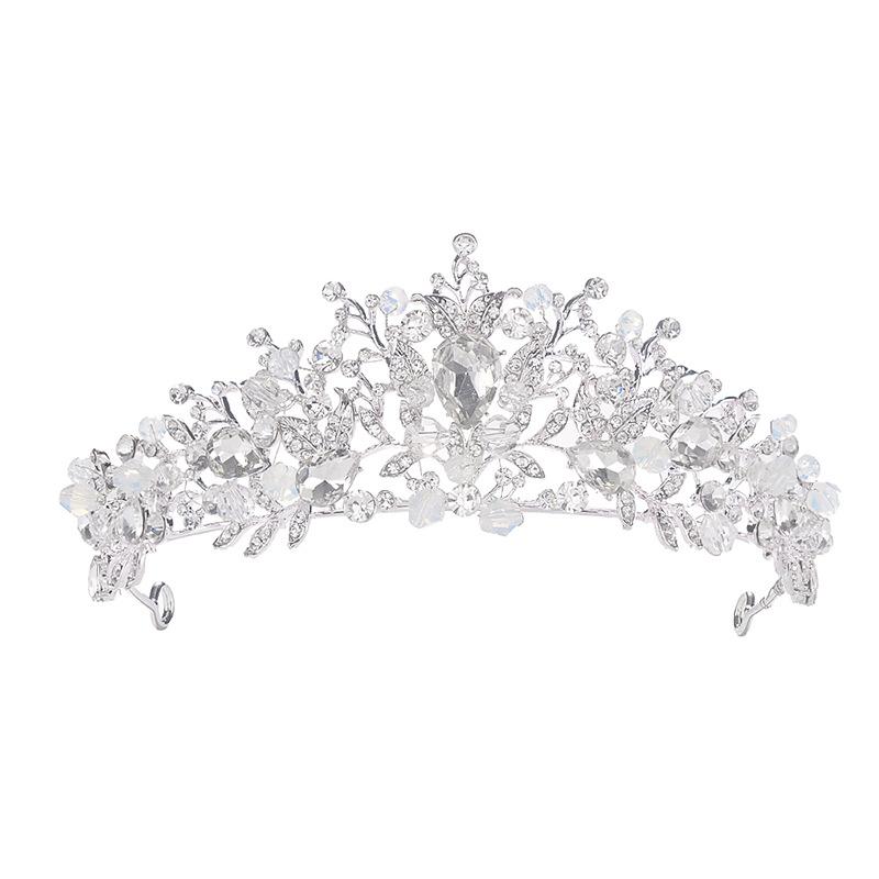 Lesní svatební ozdoba do vlasů, Ručně vyráběná křišťálová koruna v barokním stylu, Slitinové listové ozdoby do vlasů