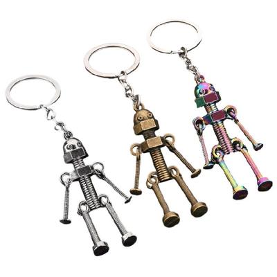 Practical Alloy Robot Keychain Pendant Vintage Movable Joint Car Keyrings Charm