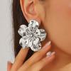 New summer alloy flower earrings, European and American exaggerated trend metal flower studs