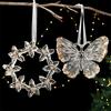 Sparkling Snowflake Ice Strip Pendants Ballet Girl Transparent Xmas Tree Hanging Ornament Exquisite with Ribbons