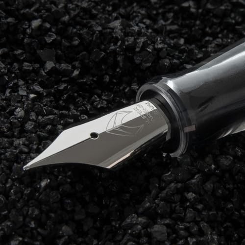 Natami Vacuum Filling Fountain Pen, Titanium & Acrylic, for Writing, Office & Business Use, Large Capacity Pen with Gift Case