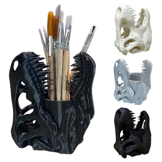 Dinosaur Skull Pen Holder Plastic Pencil Case Desktop Organizer for Pens Erasers Markers School Office Supplies