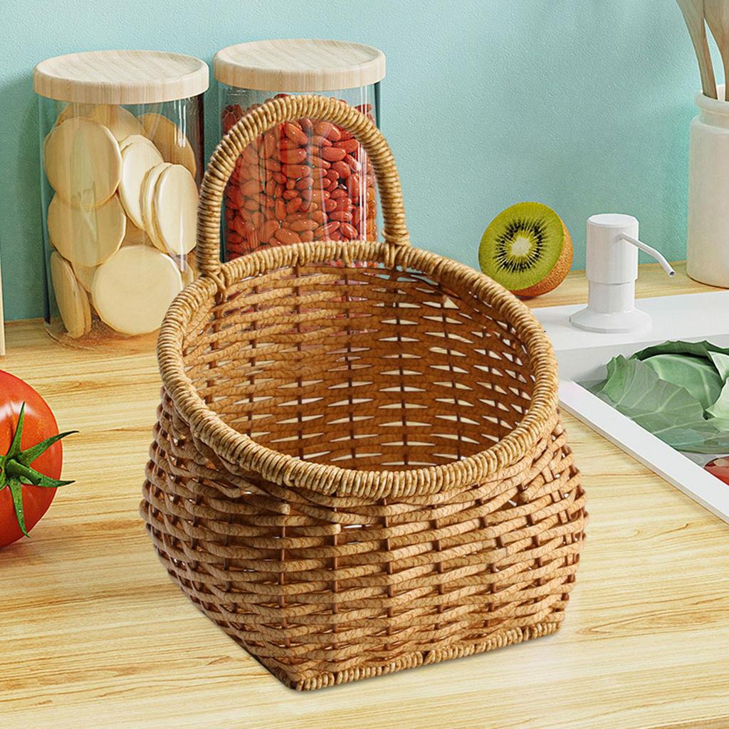 Woven Hanging Baskets Kitchen Storage Basket for Toiletries Sundries Balcony