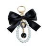 Car Pendant Bow Key Chain Big Bow Car Key Holder Exquisite Pearl Beaded Pendant Keyring