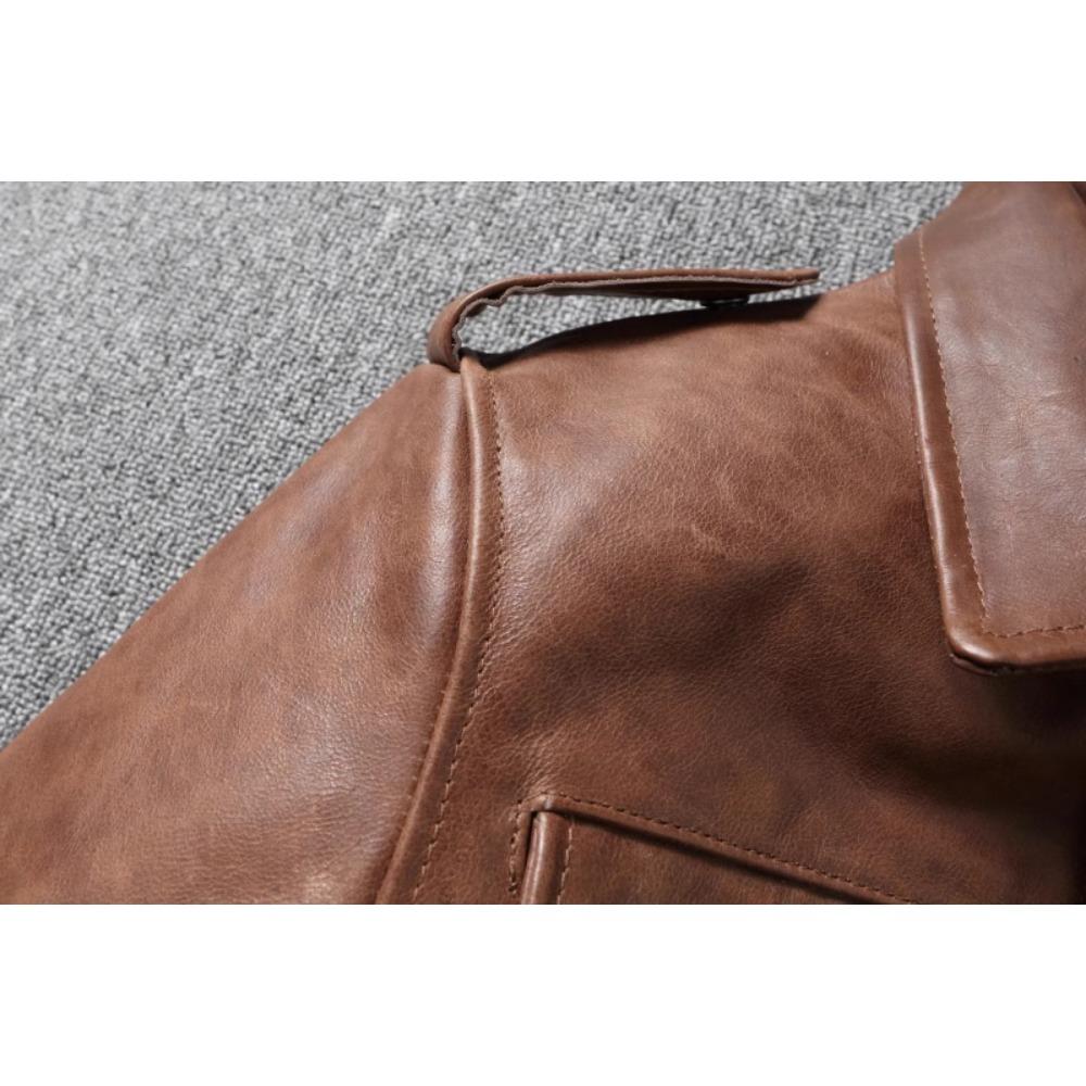 Chinese Size Brown Black Real Cowhide M65 Hunting Leather Jacket Men Genuine Leather Coat Winter Pockets Jackets