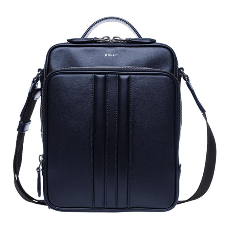 

Bally Brand Micro Logo Adjustable Shoulder Strap Leather Crossbody Handbag Men handbags Dark-Blue 6310399 Basic Set (Bag+Dust Bag)