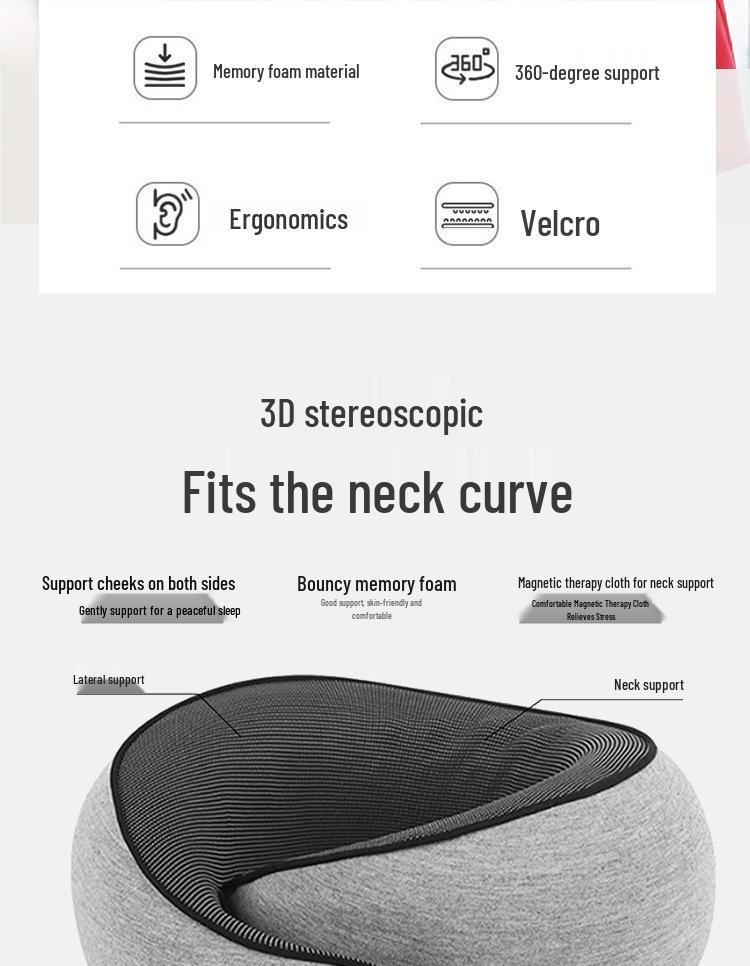 U-Shaped Memory Foam Neck Pillow: Comfortable, Portable Support for Travel