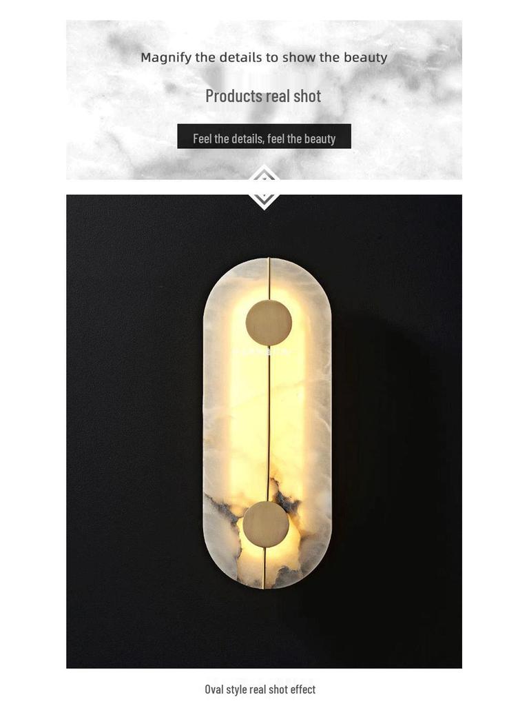 Nordic Copper Marble Wall Lamp: Postmodern Round Design for Bedroom, Living Room, Office, Hotel or Lobby.