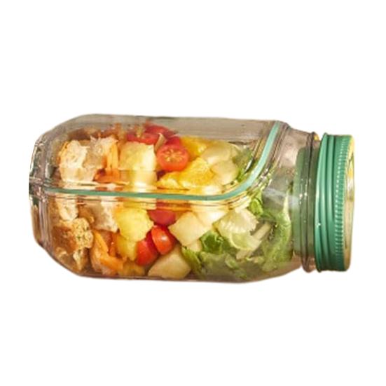 Salad Jar with Side Door Opening Integrated Seasoning Bowl Large