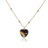 HECHENG,Rainbow Necklace ,Love Heart Necklace,Colorful Lucky Zircon,For Women ,Stainless Steel