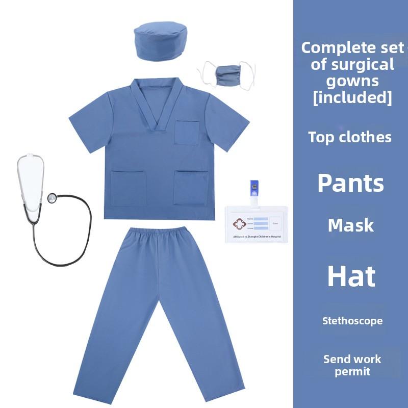 Kids Doctor Nurse Costume Set Role Play Pretend Play Preschool White Coat Outfit