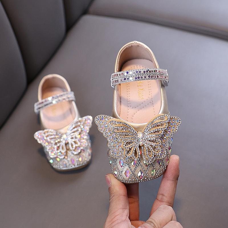 

Autumn new style ladylike baby girl girls princess rhinestone flat shoes, leather shoes, dance performance shoes 21 золотой
