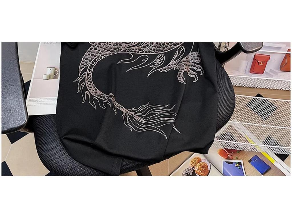 T-shirt Trendy da Uomo a Maniche Corte con Drago di Strass - Stile Celebrità Estivo
