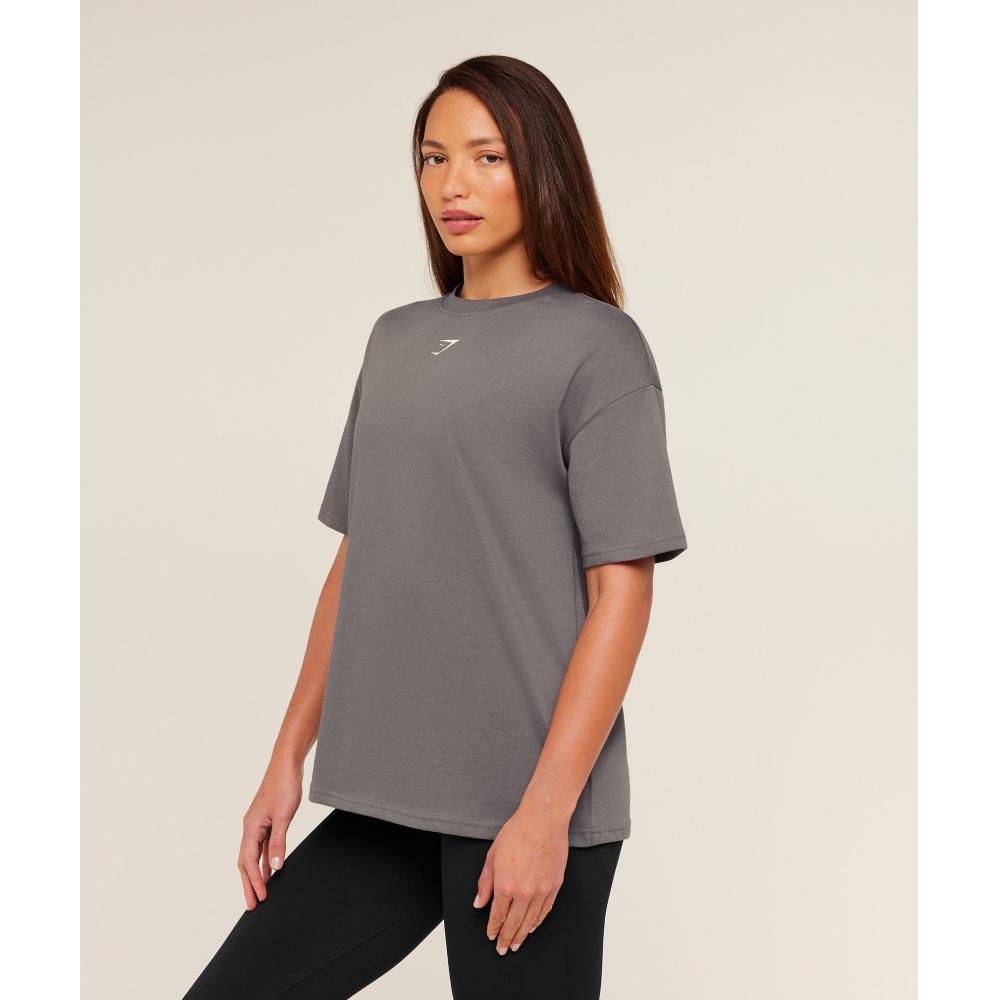 Gymshark Power Oversized T shirT Cool Brown B4a7o Nbzg