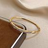 Freetry Glossy Golden Plated Round Bangle Bracelet for Women Fashion Cross Inlaid Zircon Open Spring Bangle Female Jewelry Gift