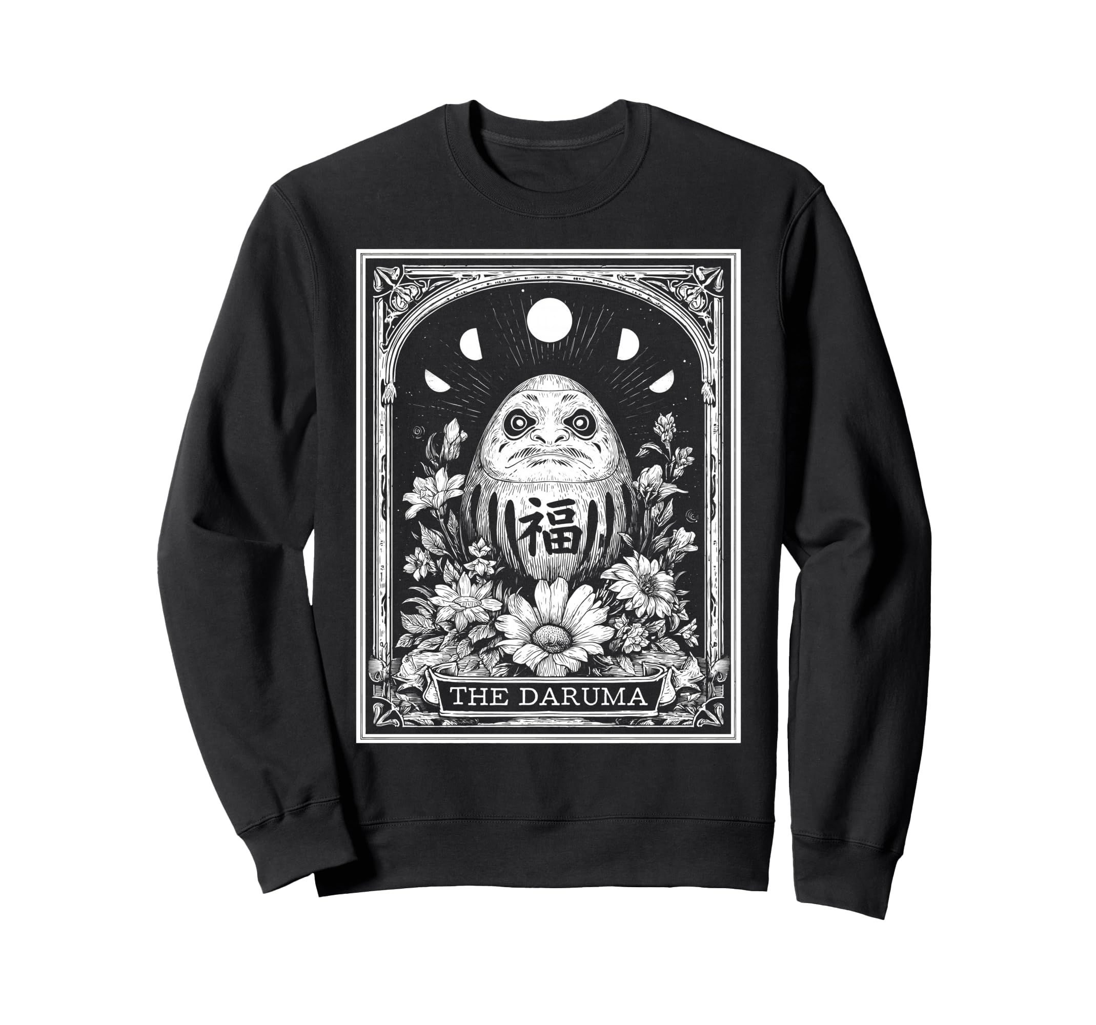 

Daruma Lucky Doll Japan Tarot Card Witch Moon Sweatshirt чёрный