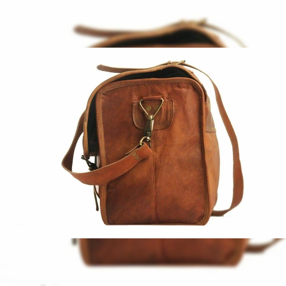 Luggage Duffel Slim Bag New Men's Brown Vintage Genuine Leather Goat Hide Travel