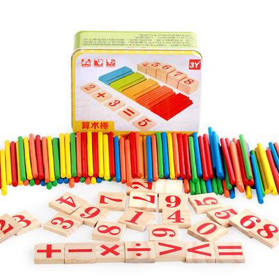 Colorful Counting Math Operation Sticks Kids Wooden Blocks  Toy