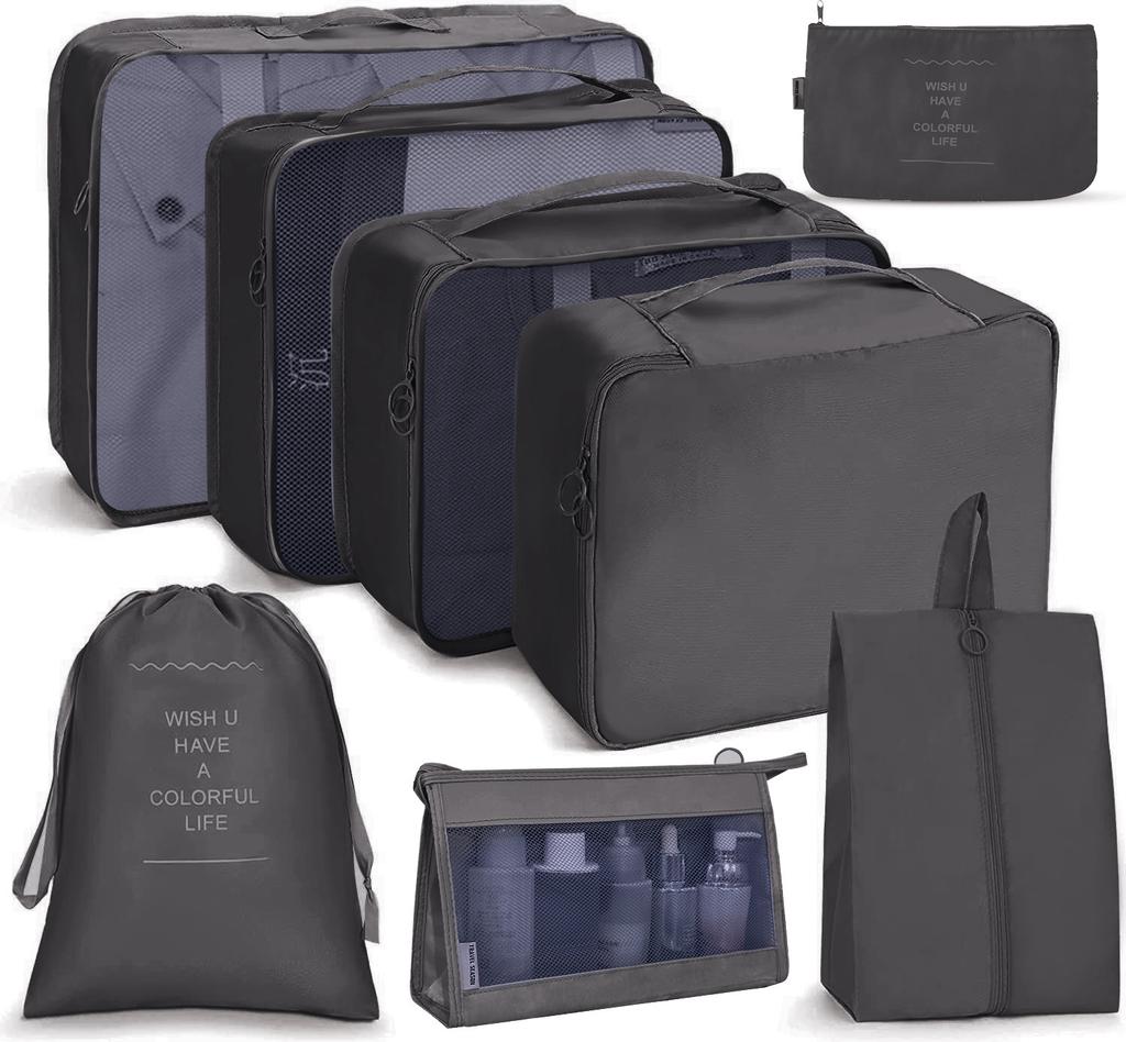 Travel Storage Bag Set Six-Piece Set Seven-Piece Eight-Piece Set Folding Toilet Bag Clothes Storage Bag Bundle Travel Bag