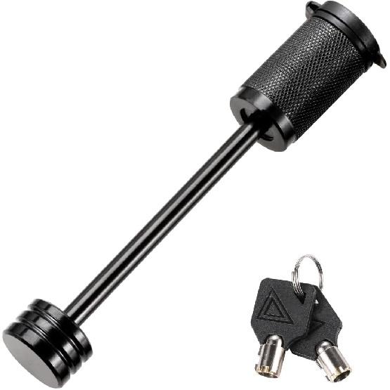CZC AUTO Trailer Lock 1/4  Dia, Trailer Coupler Lock 3-3/8  Span Trailer Tongue Lock Fits Latch-Type Coupler, Black Trailer Pin Lock With Keys For
