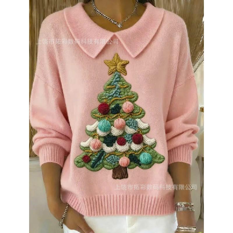 Womens Oversized Long Sleeve Crewneck Sweatshirt 2025 Fall Casual Pullover With 3D Print Acrylic Fabric