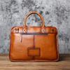 NZPJ Men's Leather Briefcase Retro Top Layer Cowhide Large Capacity Handbag European and American Fashion Shoulder Computer Bag