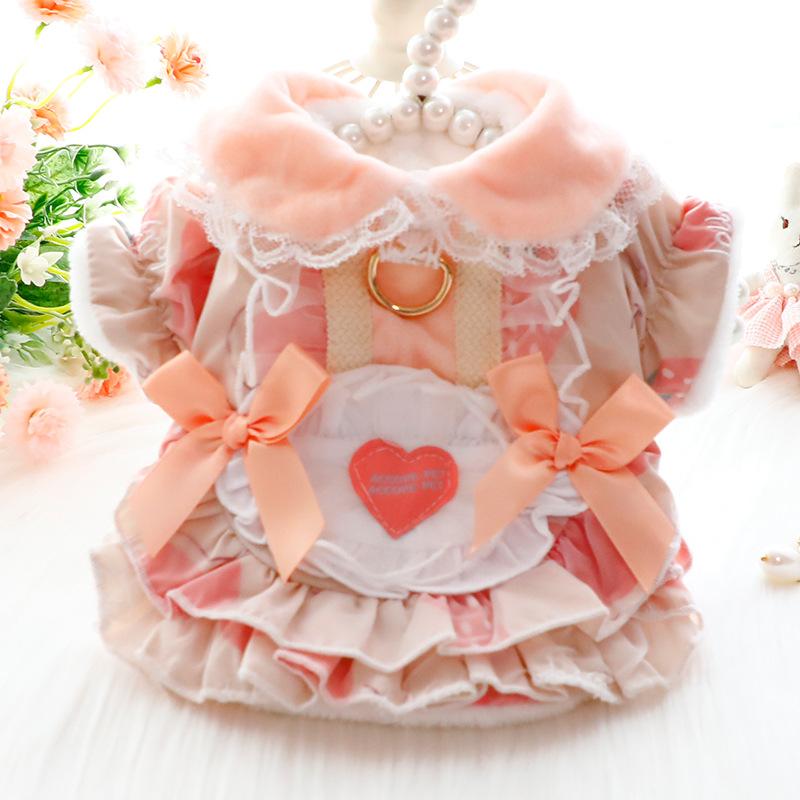 Dog Clothes Autumn and Winter Cat Princess Dress Fleece Thick Sweet Lolita Small Dog Pet Supplies