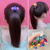 2/7pcs Cute Girls' Candy-Colored Long Rubber Bands, Ponytail Hair Bands, Round Balls, Colorful Headbands, Princess Headwear