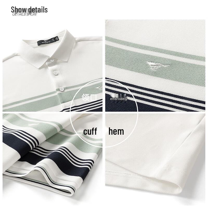 Septwolves Men's 7A Antibacterial Cooling Striped Polo T-Shirt