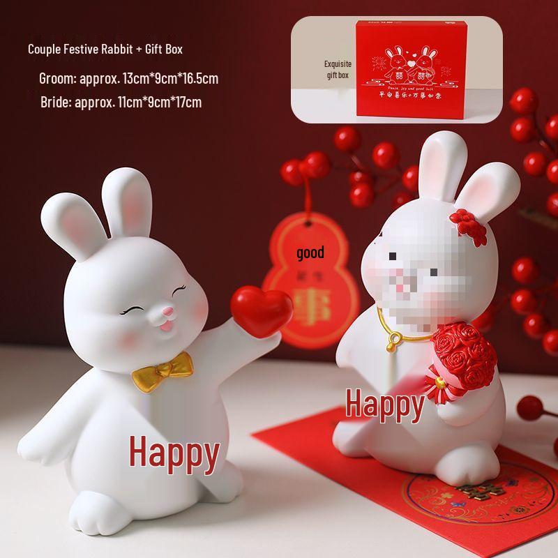 Creative Rabbit Figurine: Festive Newlywed Gift & Decoration for Couples