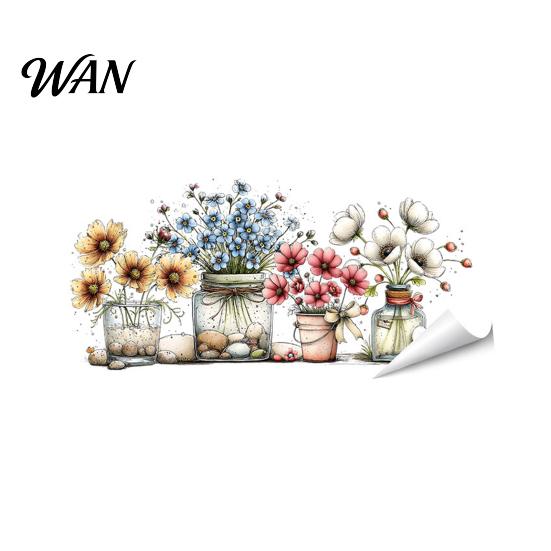 Sunlight Friendly Window Decal Spring Summer Flowers Clings Double Sided Tulip/Rose/Wildflowers Damage-free Sticker In Vase Decals Anti-Collision