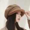 Thick Plush Octagonal Hat Women's British Solid Color Painter Hat Autumn Winter Newsboy Hat